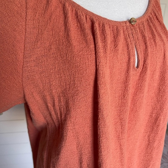 Madewell Texture & Thread Tiered Sleeve Top Orange Scoop Neck - Size Medium - Picture 5 of 8